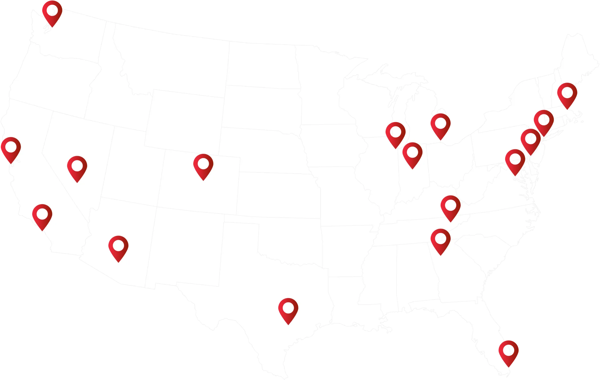 United States map showing IBOSSIM base cities